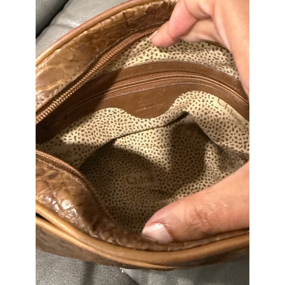 Chloe Paris Brown Crocodile Embossed Leather Crossbody Bag Made in Italy Vintage - Picture 7 of 7